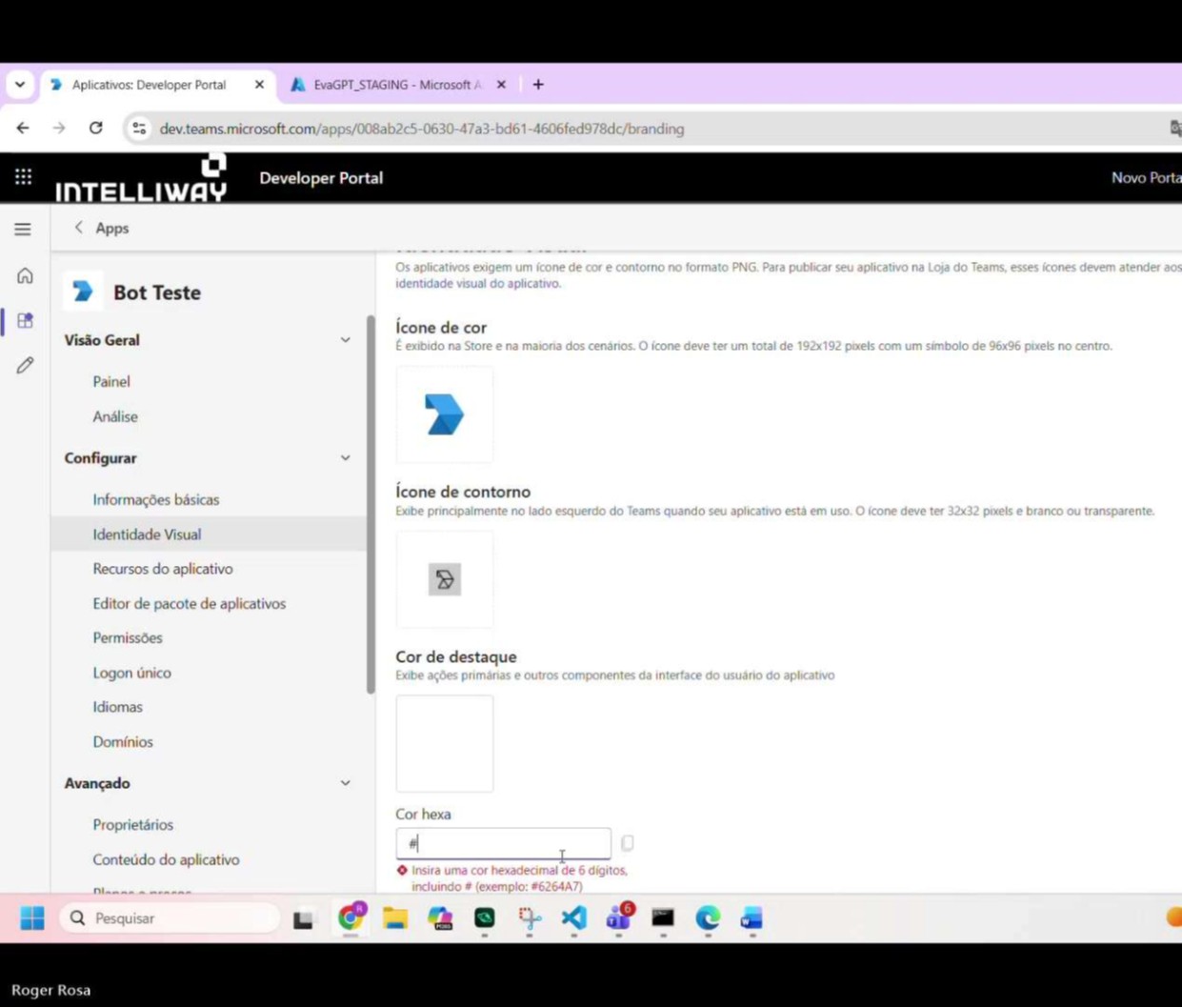 Tela criar novo app