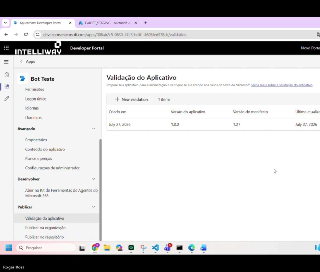 Tela criar novo app