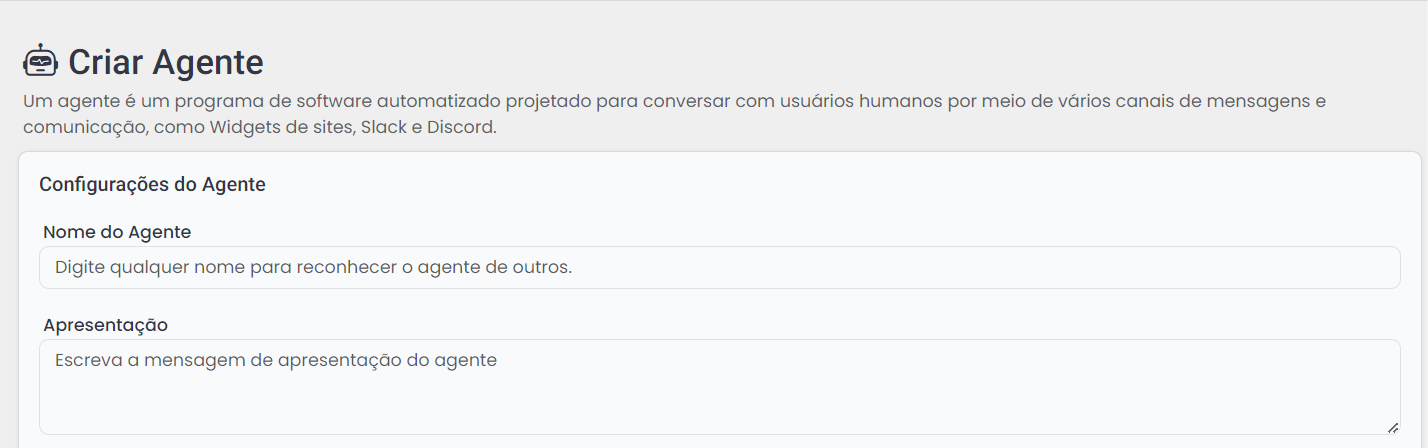 Configurando os botões do seu agente